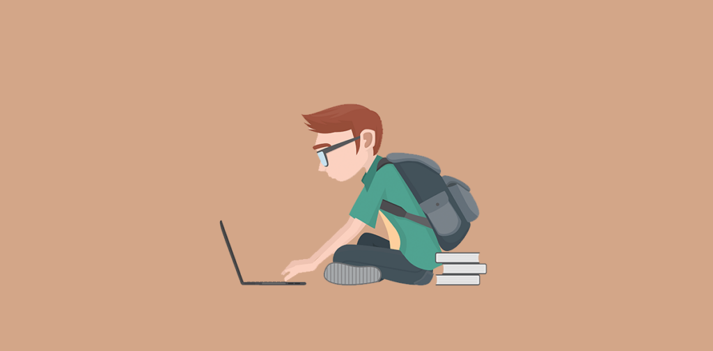 estudante no pc